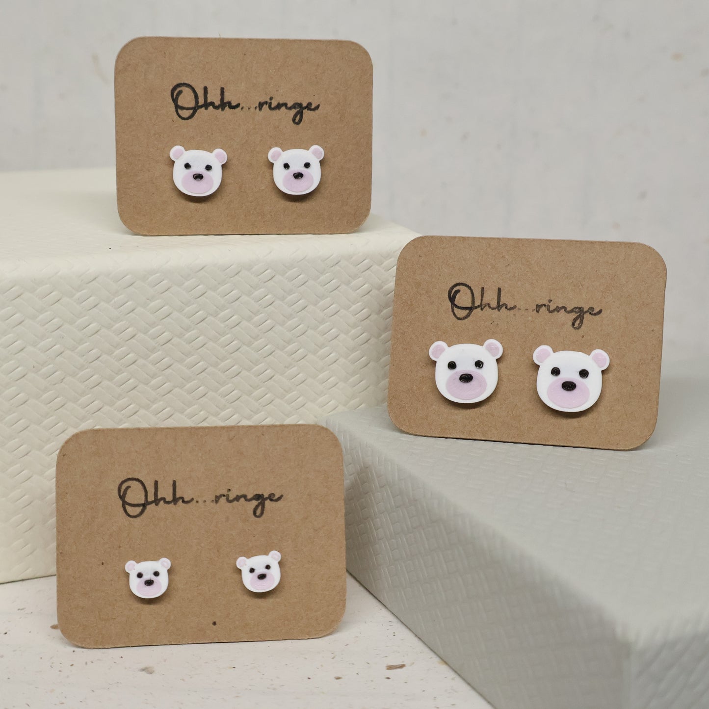 Weißer Teddybär Ohrringe