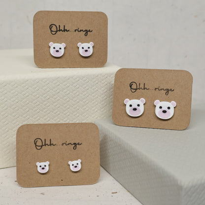 Weißer Teddybär Ohrringe